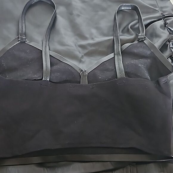 Zara Women's Faux Leather 2-Piece Crop Top & Side Ruffled Mini Skirt Black M/L - Picture 12 of 16